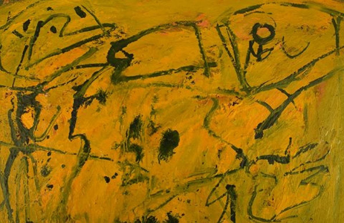 Scandinavian Modern Bengt Delefors, Sweden, Oil on Canvas, Modernist Composition, 1960s