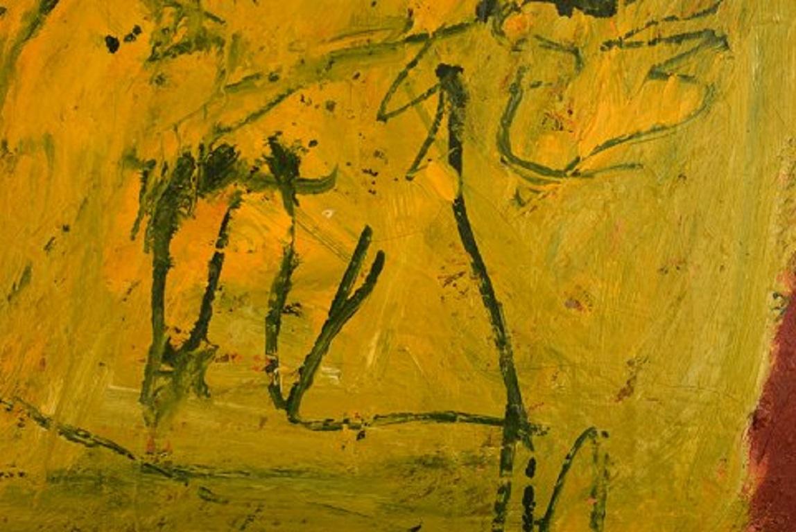 Hand-Painted Bengt Delefors, Sweden, Oil on Canvas, Modernist Composition, 1960s