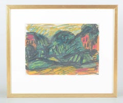 Bengt Delefors. Expressive landscape. Gouache on paper. Ca. 1960s/70s
