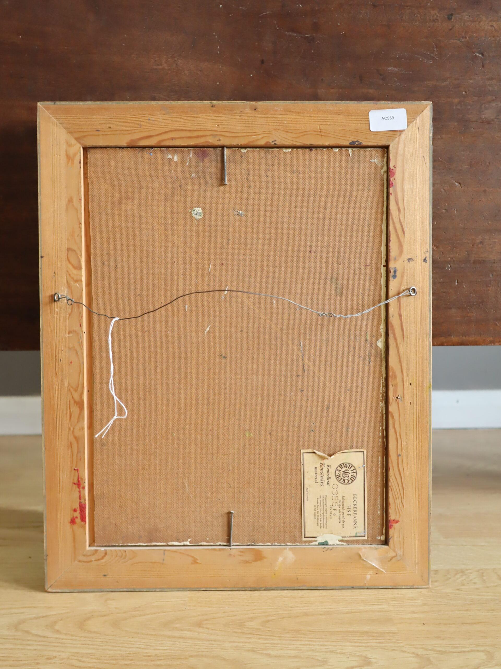 Mid Century Modern Swedish Abstract Still Life Oil Painting -Constructed Balance For Sale 8