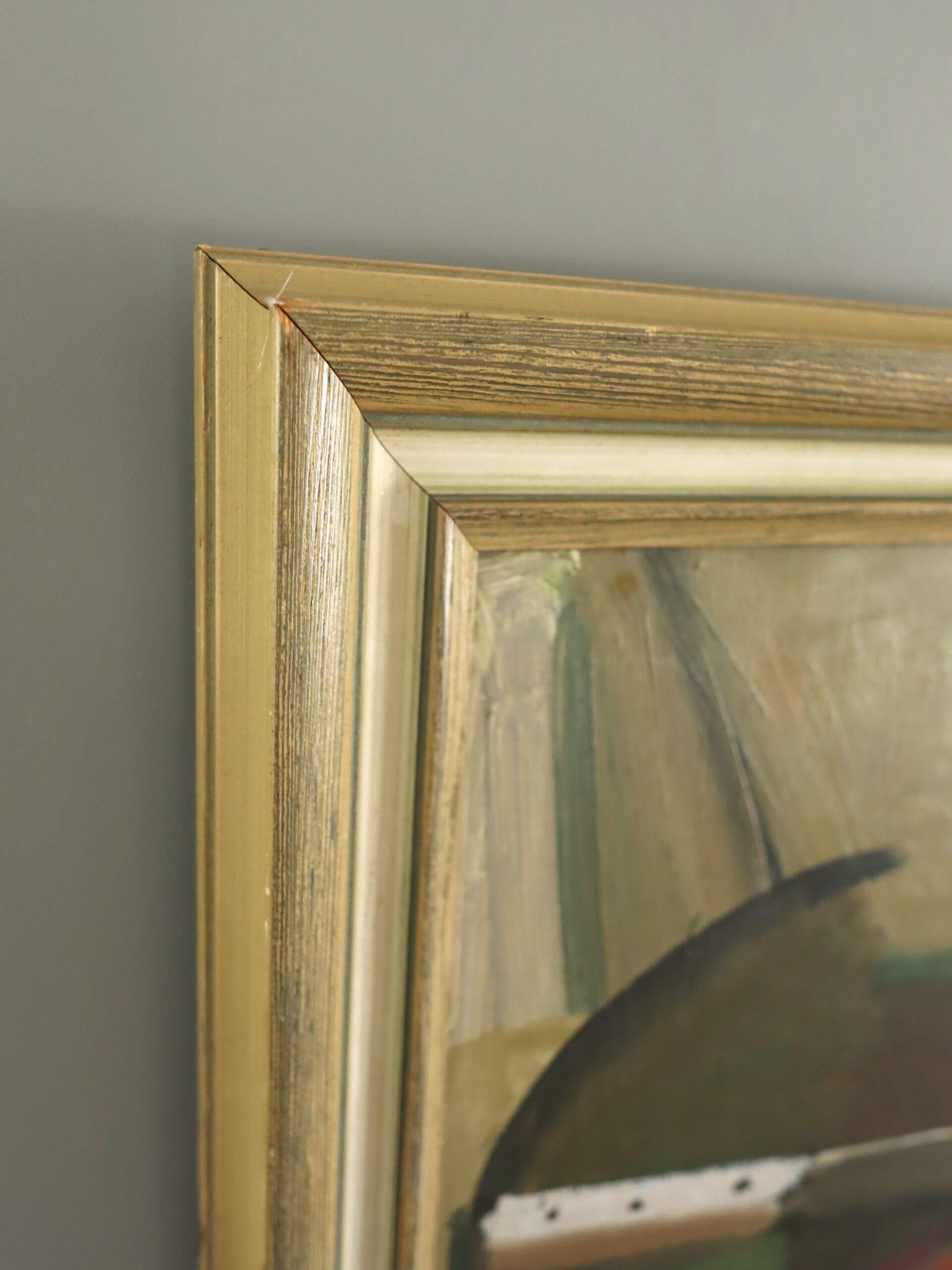 Mid Century Modern Swedish Abstract Still Life Oil Painting -Constructed Balance For Sale 2