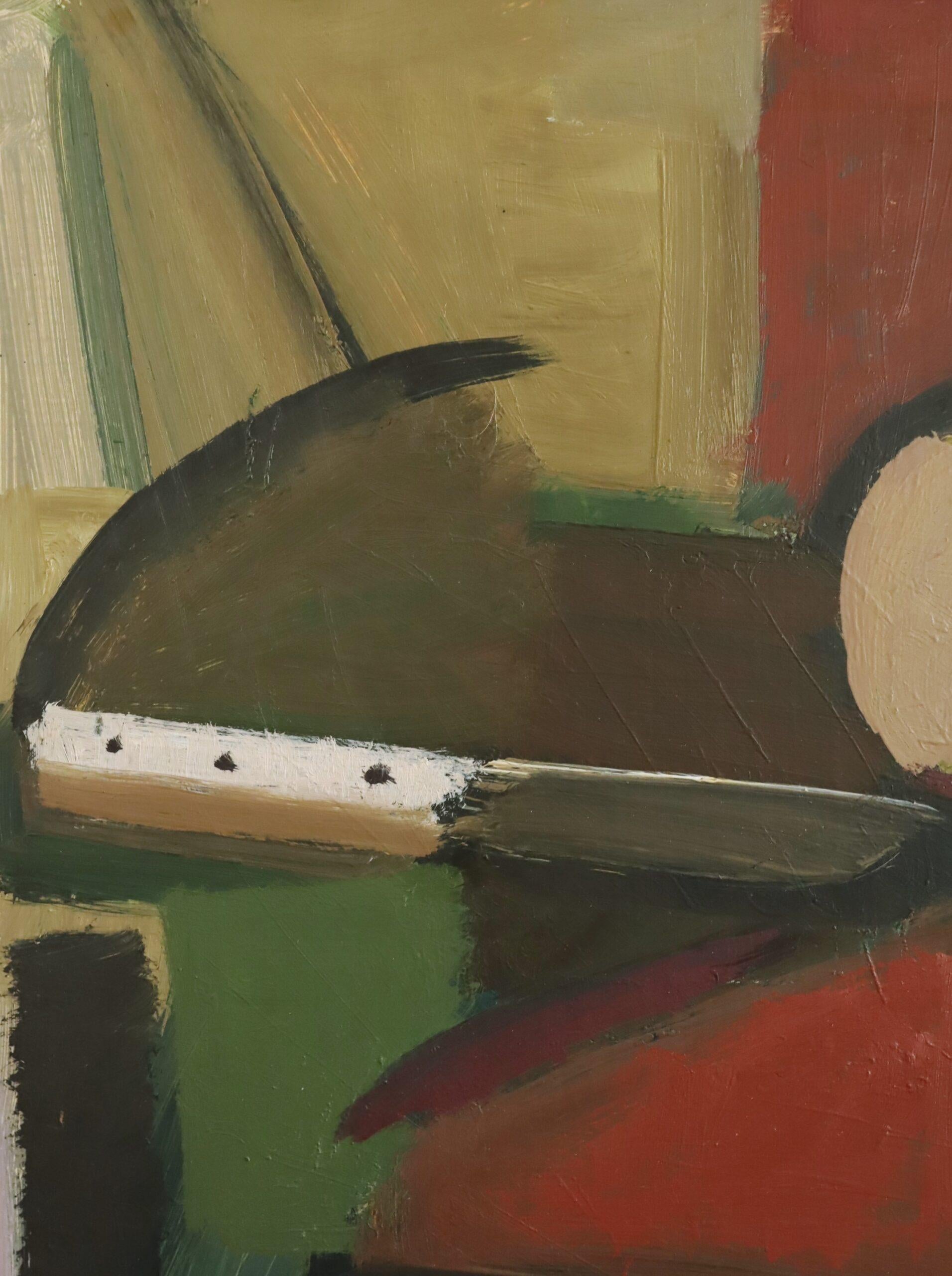 Mid Century Modern Swedish Abstract Still Life Oil Painting -Constructed Balance For Sale 6