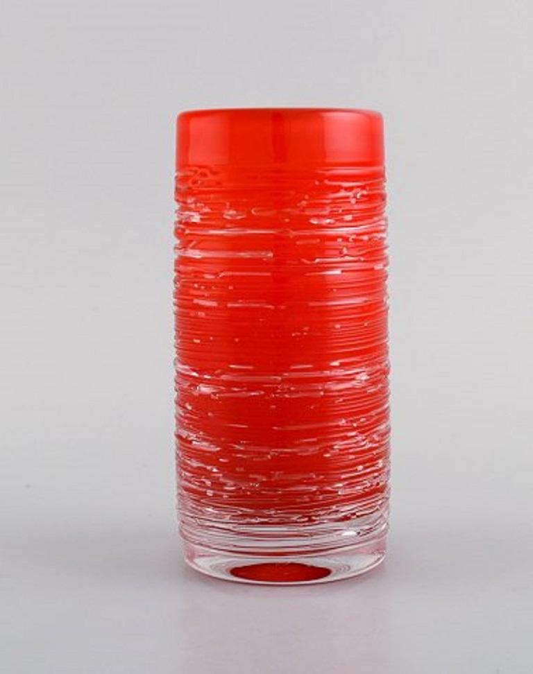 Swedish Bengt Edenfalk for Skruf, Four Vases in Mouth-Blown Crystal Glass For Sale