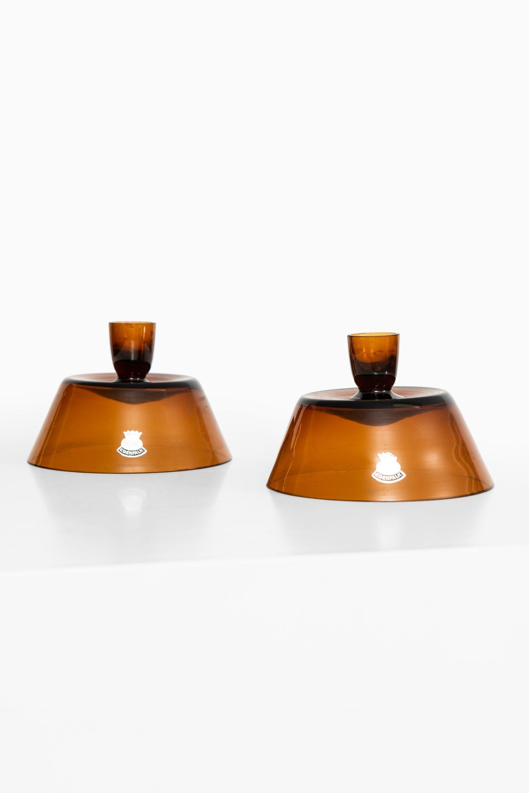 Swedish Bengt Edenfalk Candlesticks / Vases Produced by Skruf in Sweden For Sale