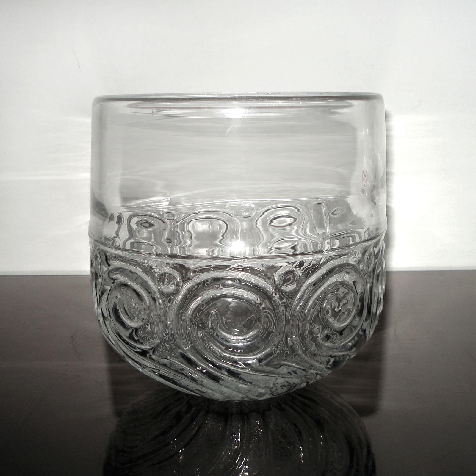 Blown Glass Bengt Edenfalk Glass Bowl Skruf Sweden 1960s For Sale