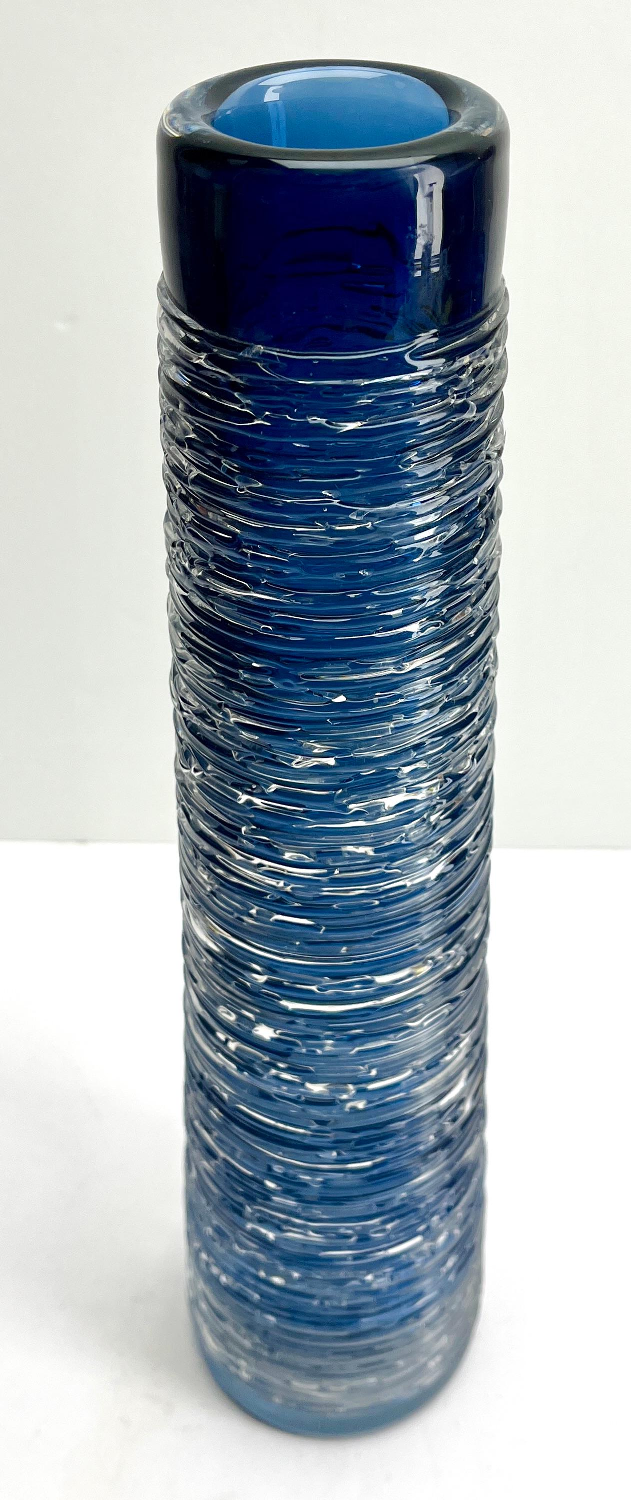 Mid-Century Modern BENGT EDENFALK textured Glass Vase SKRUF Sweden Signed For Sale