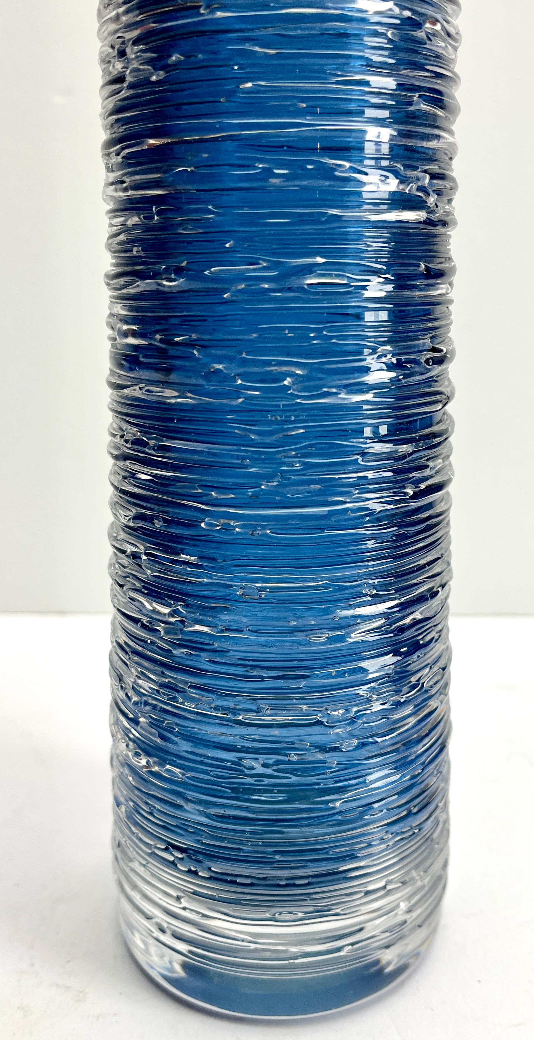Swedish BENGT EDENFALK textured Glass Vase SKRUF Sweden Signed For Sale