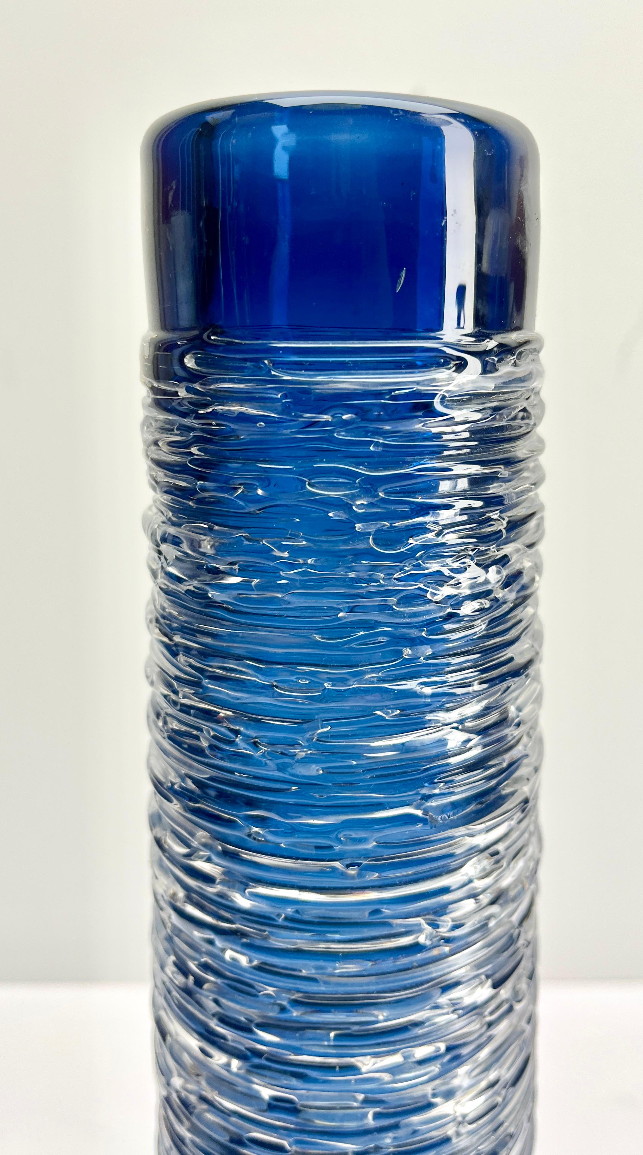 Hand-Crafted BENGT EDENFALK textured Glass Vase SKRUF Sweden Signed For Sale