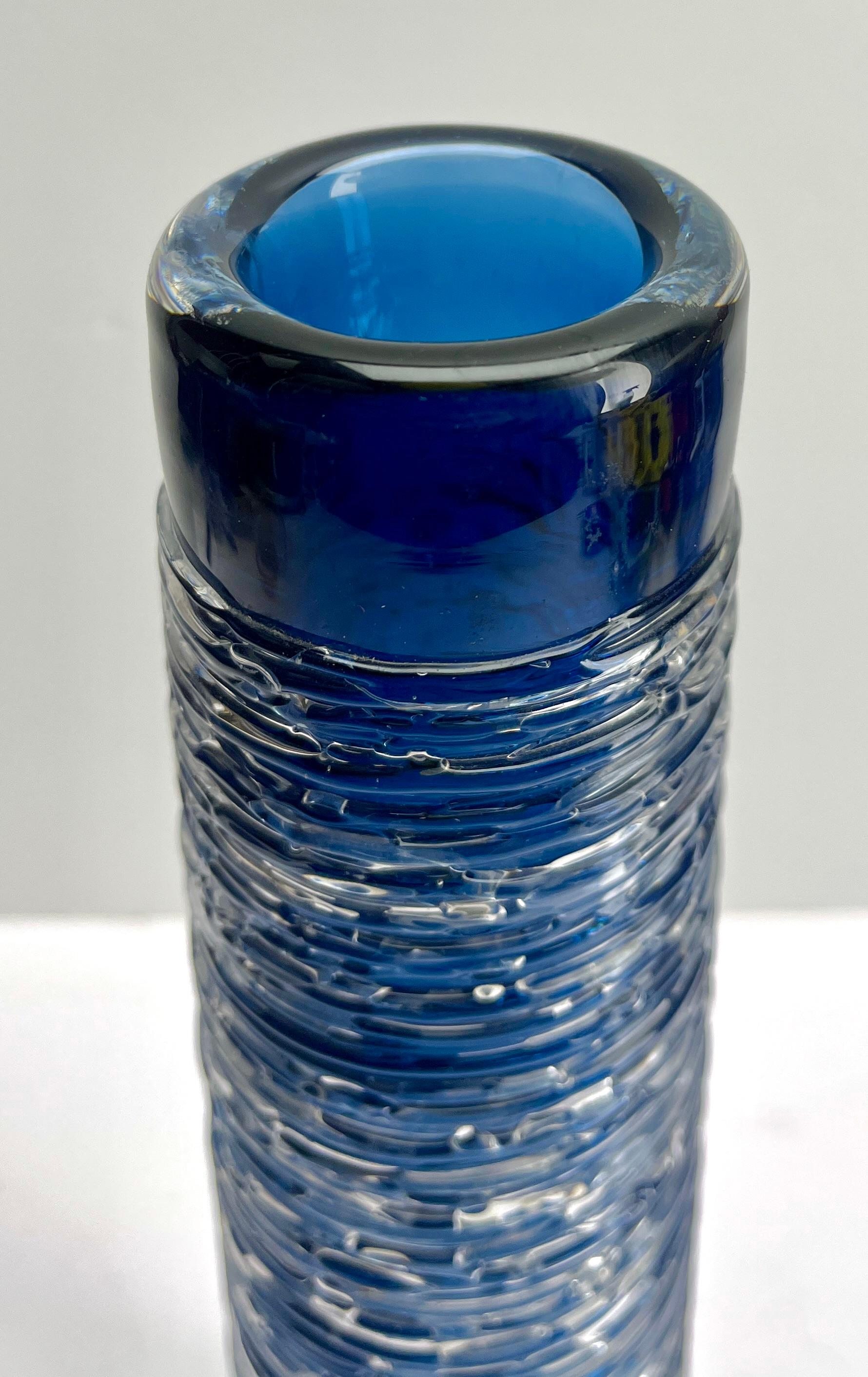 Mid-20th Century BENGT EDENFALK textured Glass Vase SKRUF Sweden Signed For Sale