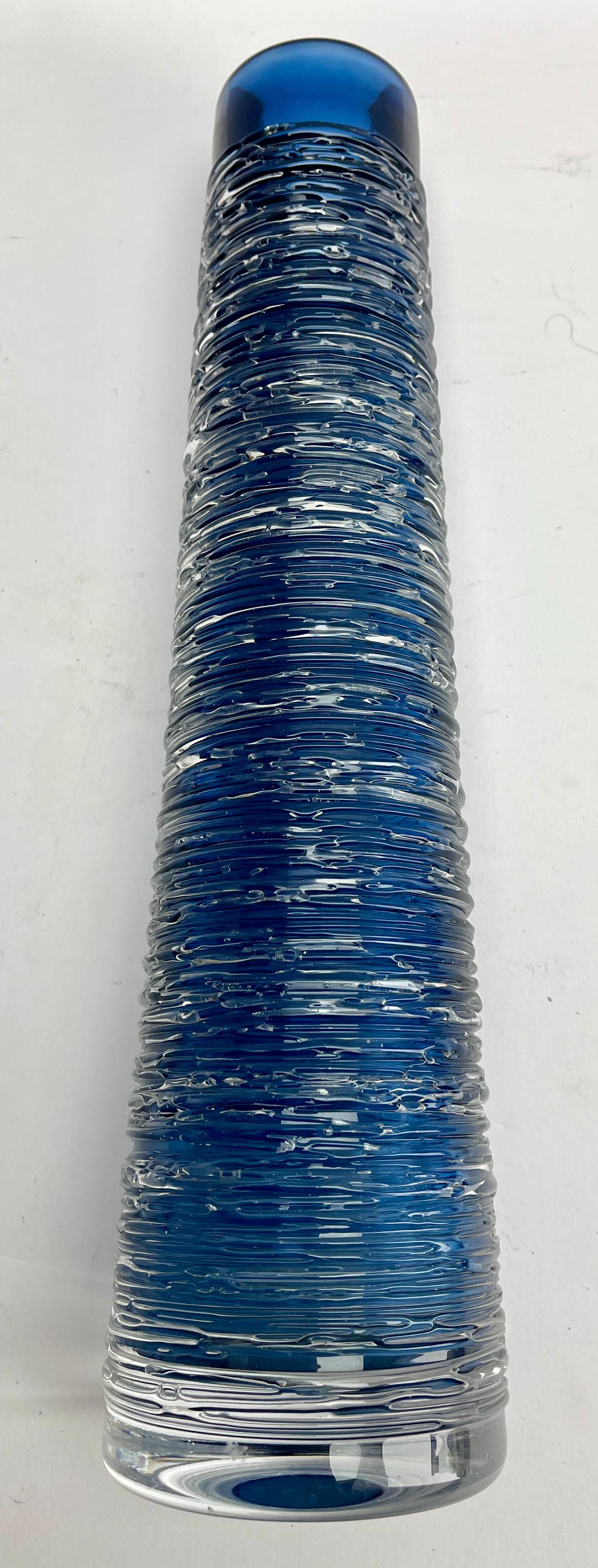 Art Glass BENGT EDENFALK textured Glass Vase SKRUF Sweden Signed For Sale