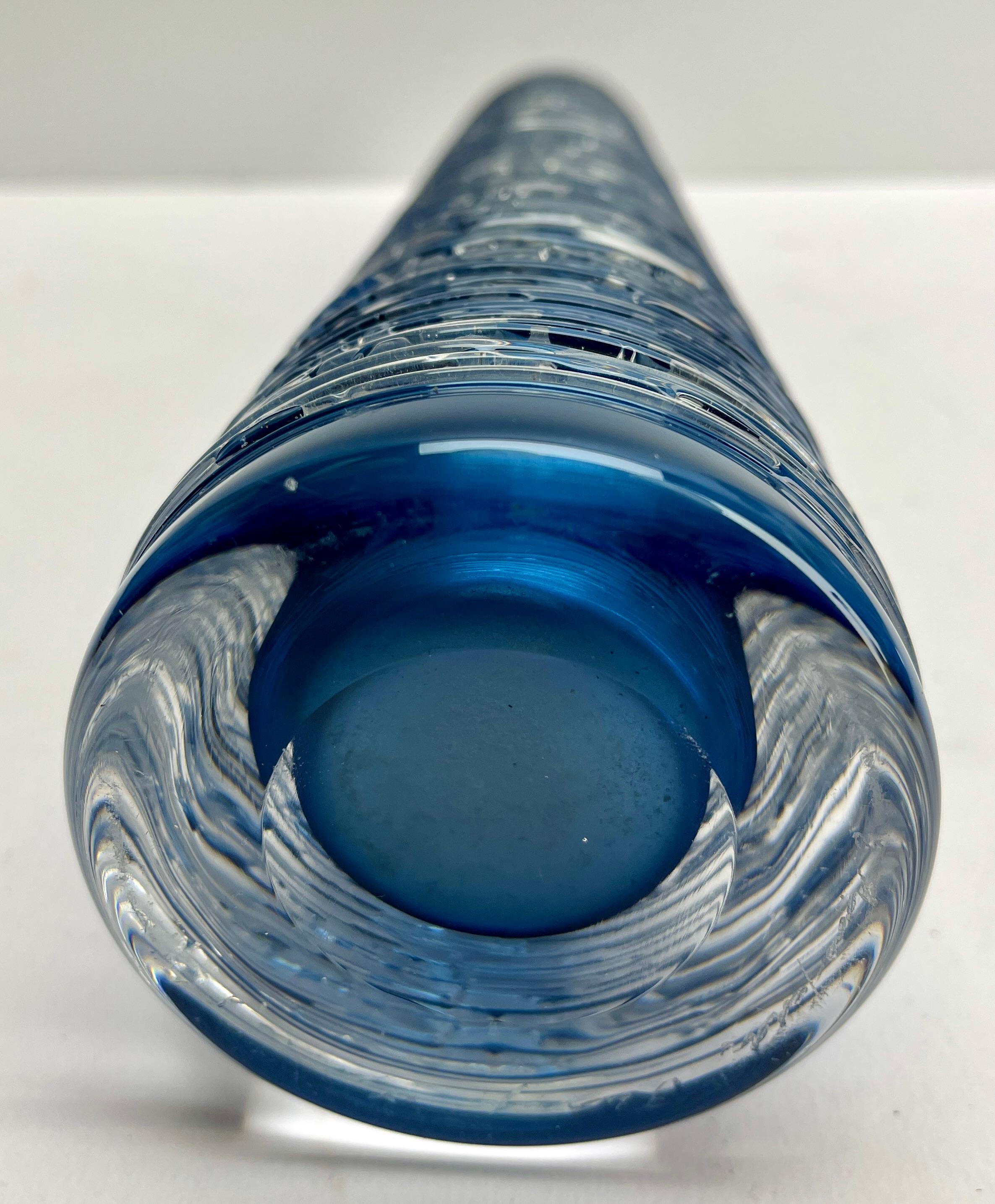 BENGT EDENFALK textured Glass Vase SKRUF Sweden Signed For Sale 1