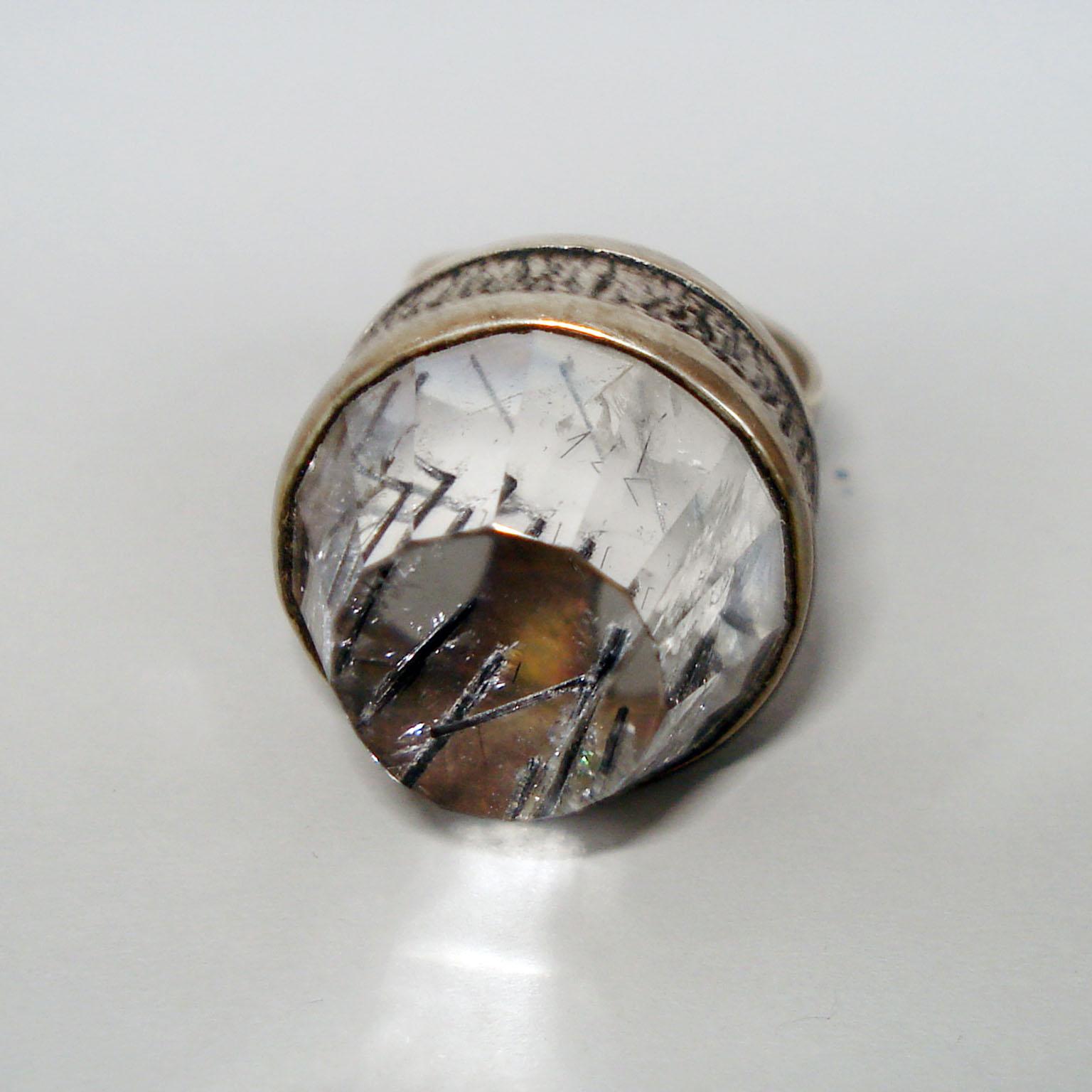 Bengt Hallberg Silver Ring with Rock Crystal, Midcentury, Sweden, 1969 In Good Condition For Sale In Bochum, NRW