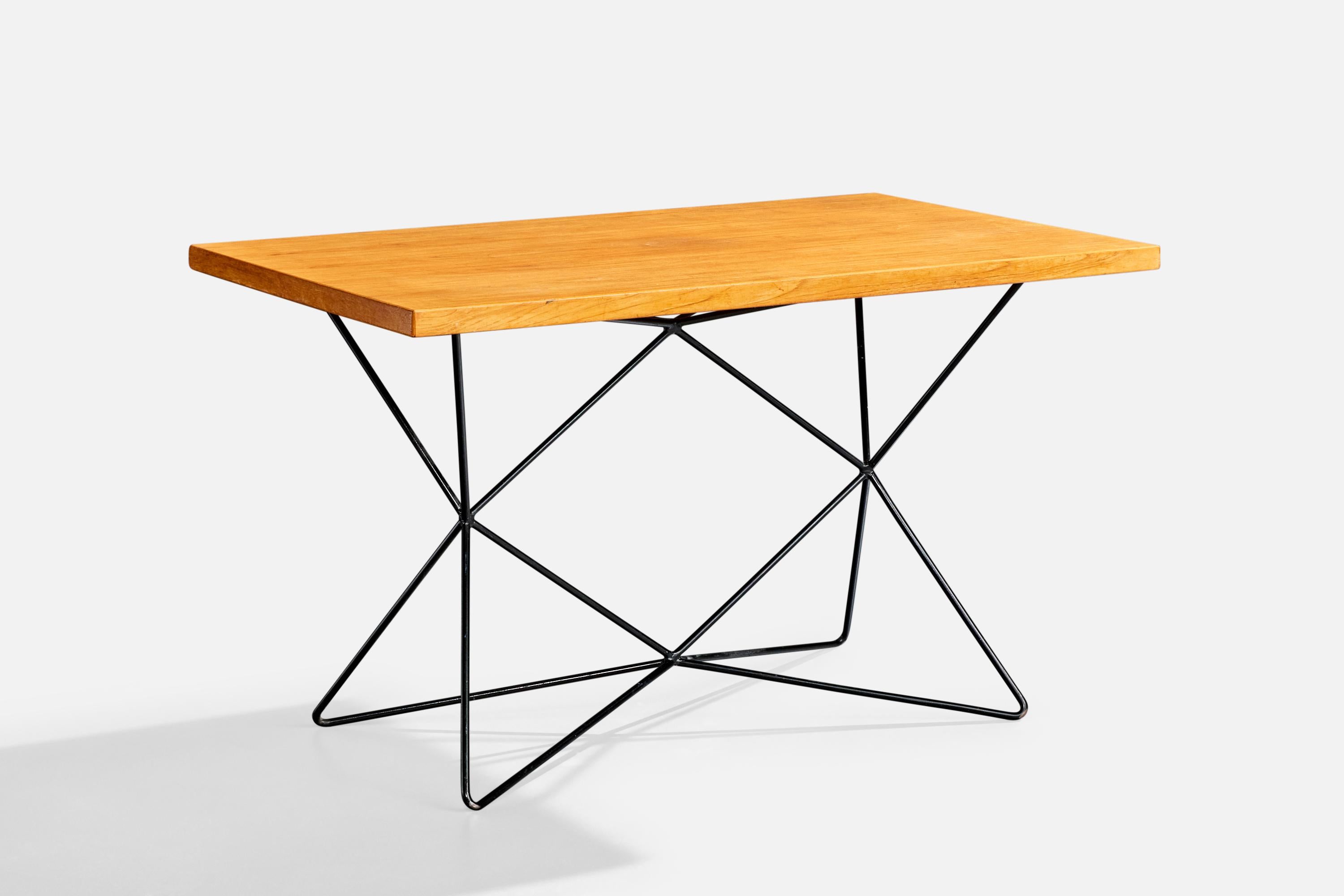 Swedish Bengt Johan Gullberg, Console Table, Metal, Teak, Sweden, 1950s For Sale