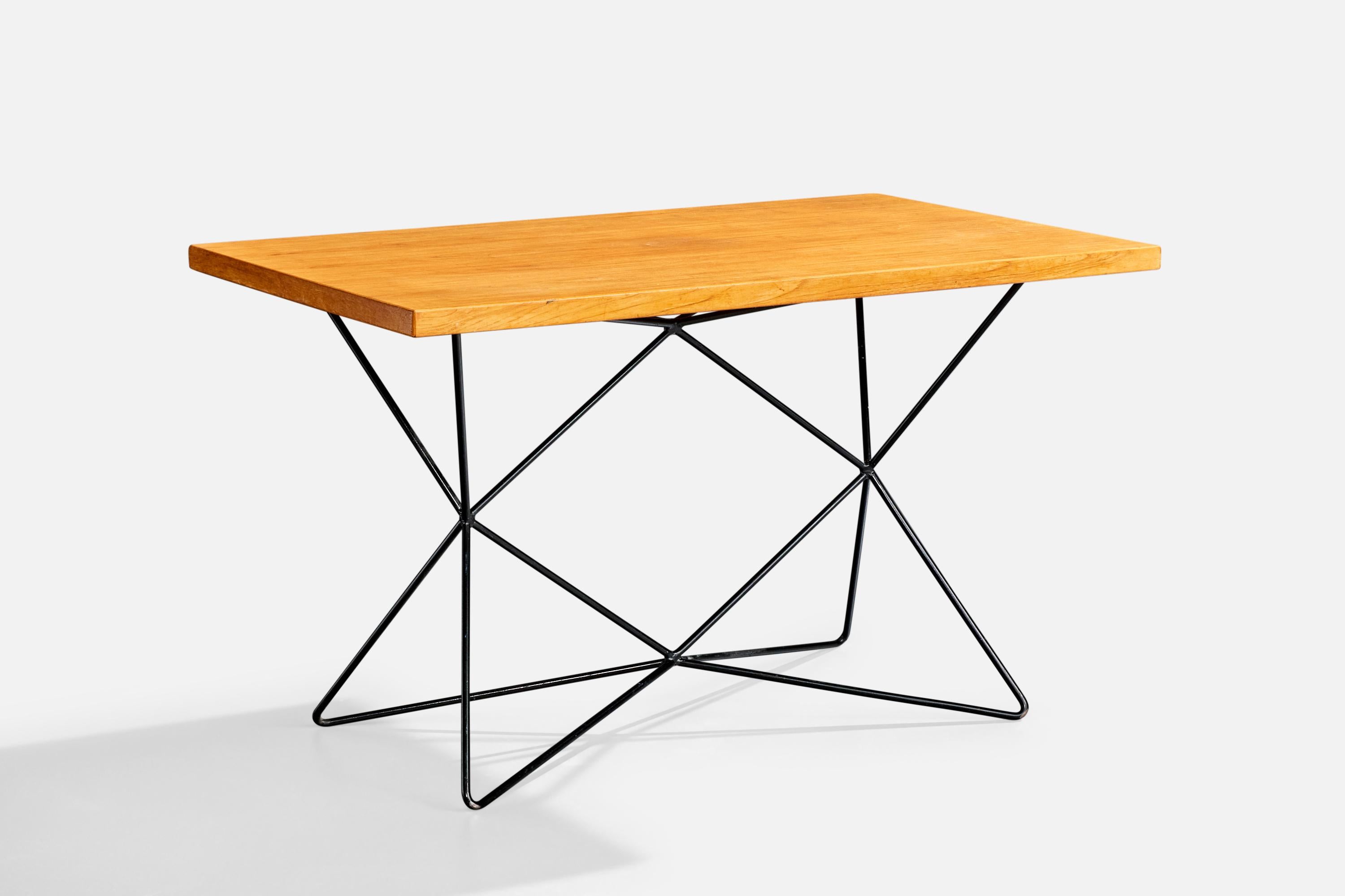 Bengt Johan Gullberg, Console Table, Metal, Teak, Sweden, 1950s In Good Condition For Sale In High Point, NC