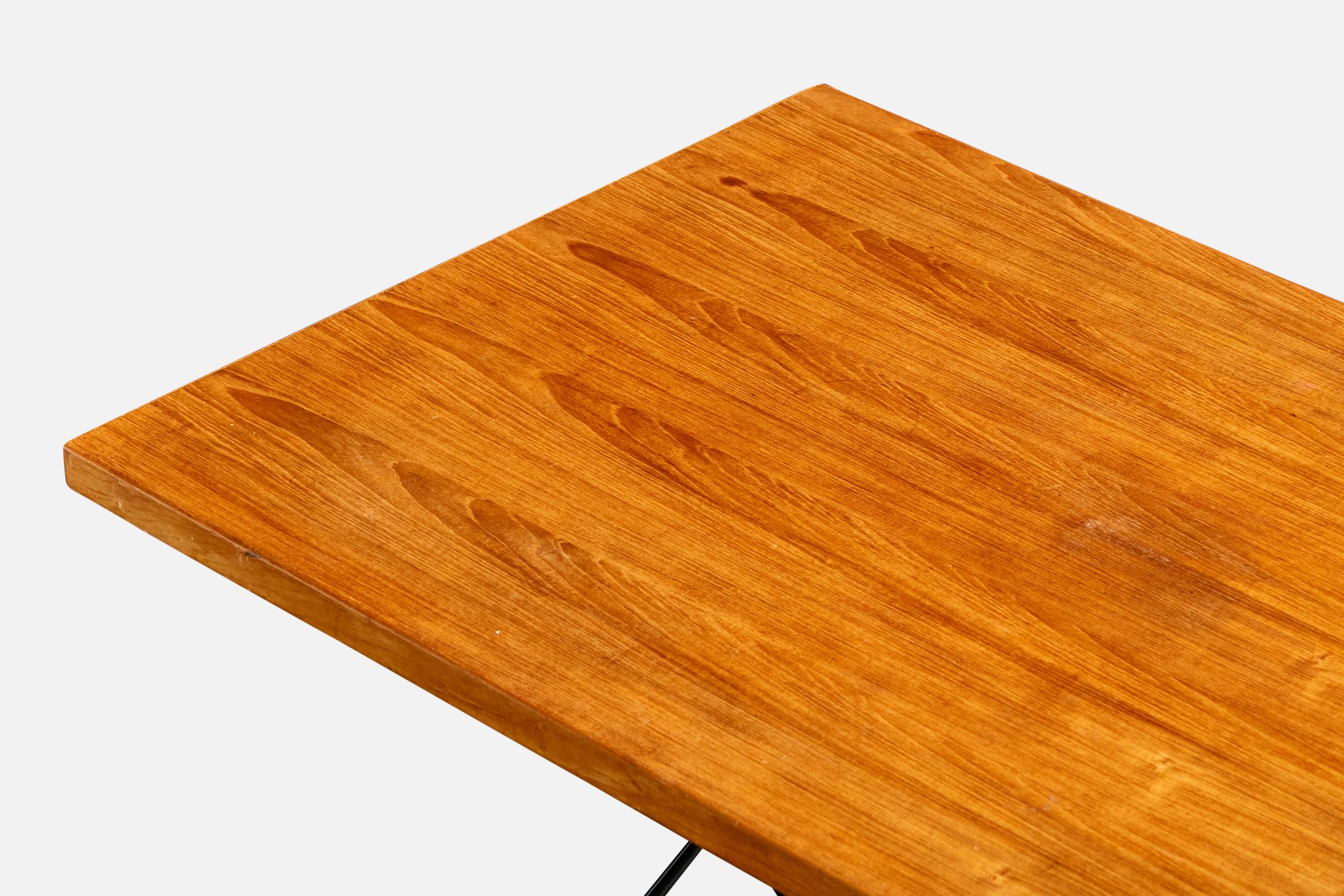 Mid-20th Century Bengt Johan Gullberg, Console Table, Metal, Teak, Sweden, 1950s For Sale