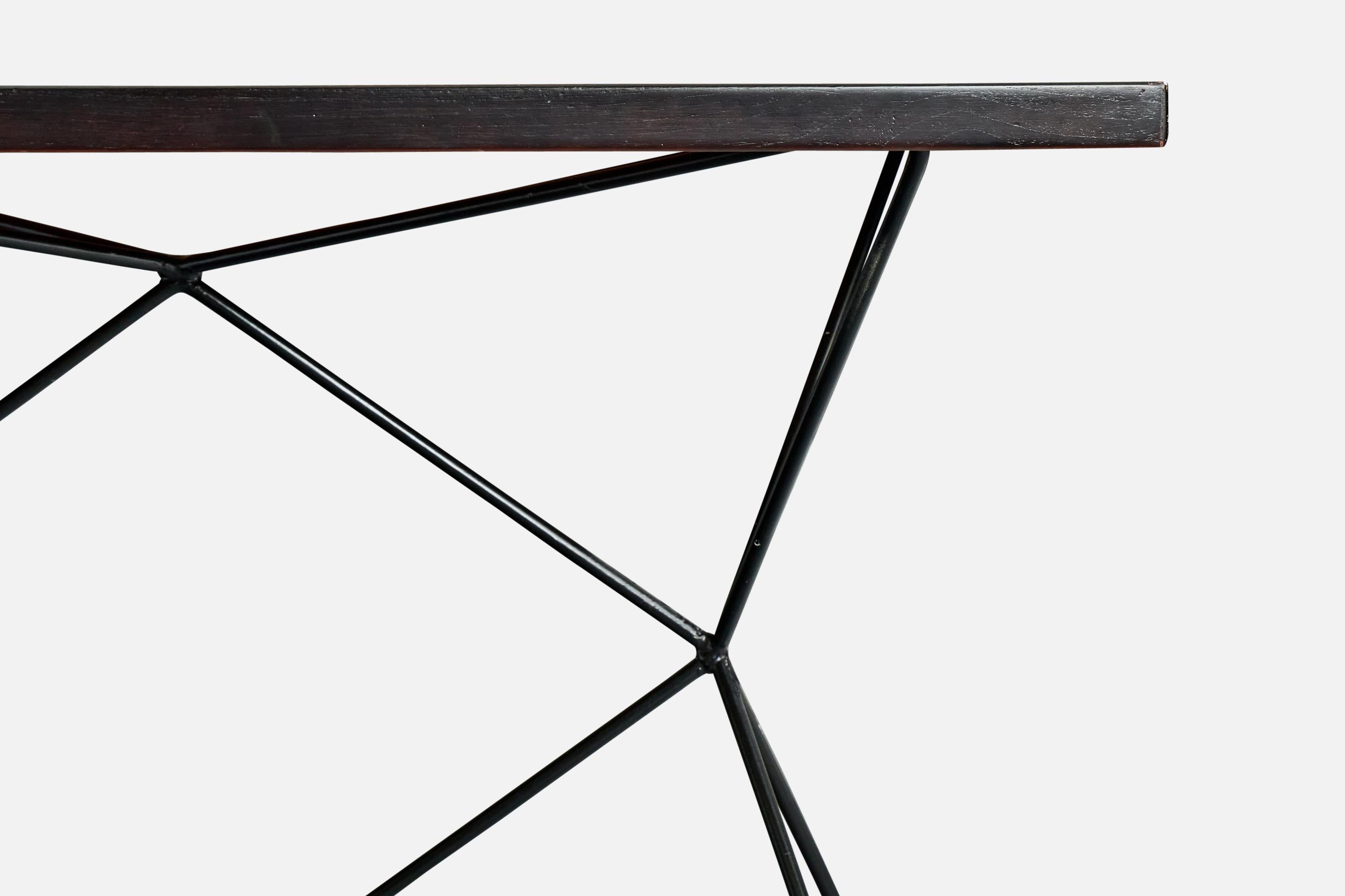 Bengt Johan Gullberg, Console Table, Metal, Wood, Sweden, 1950s en Bastante bueno estado para la venta en High Point, NC