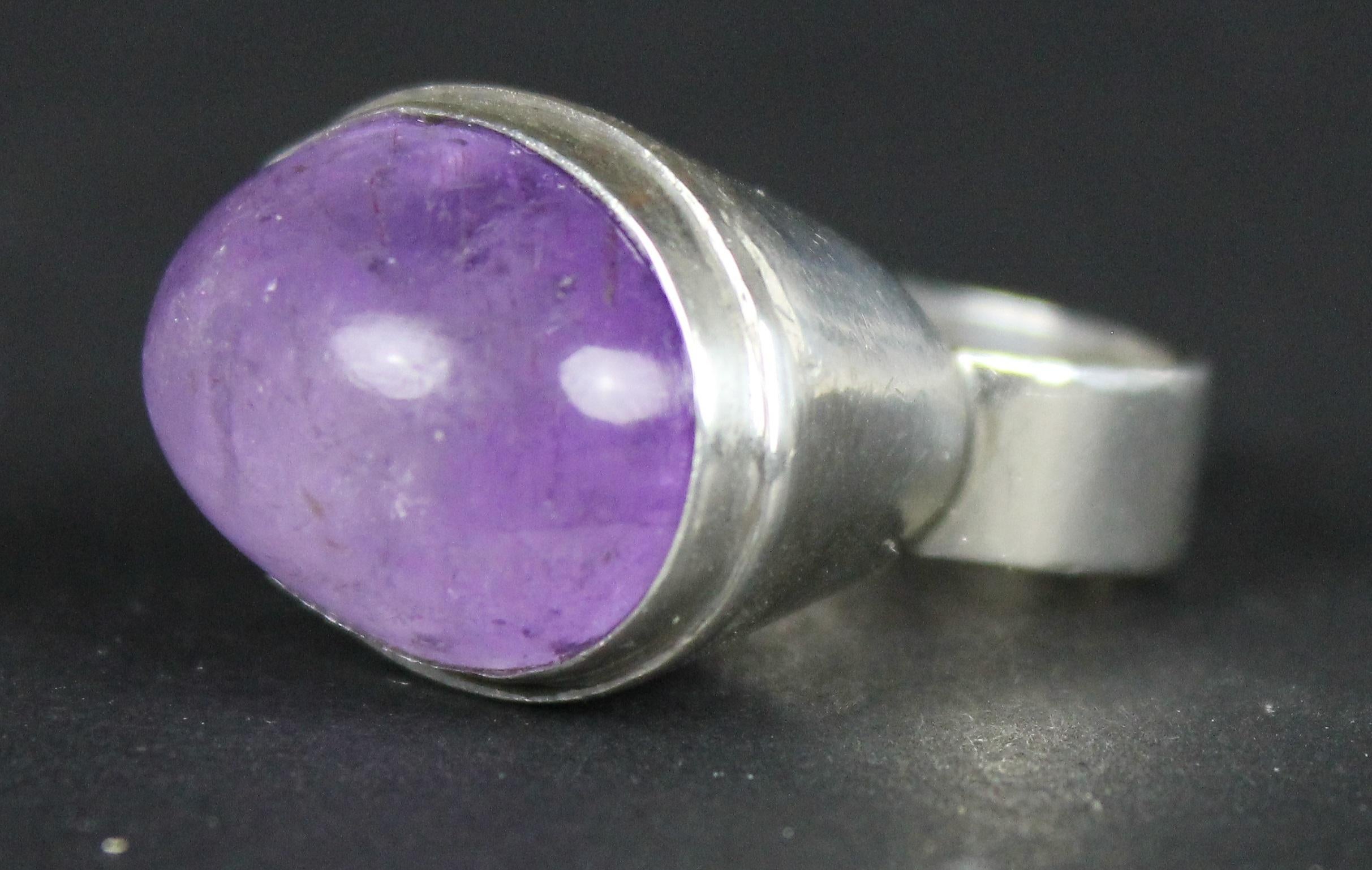 Bengt Liljedahl, Stockholm, 1956, Swedish Modernist Silver and Amethyst Ring For Sale 1