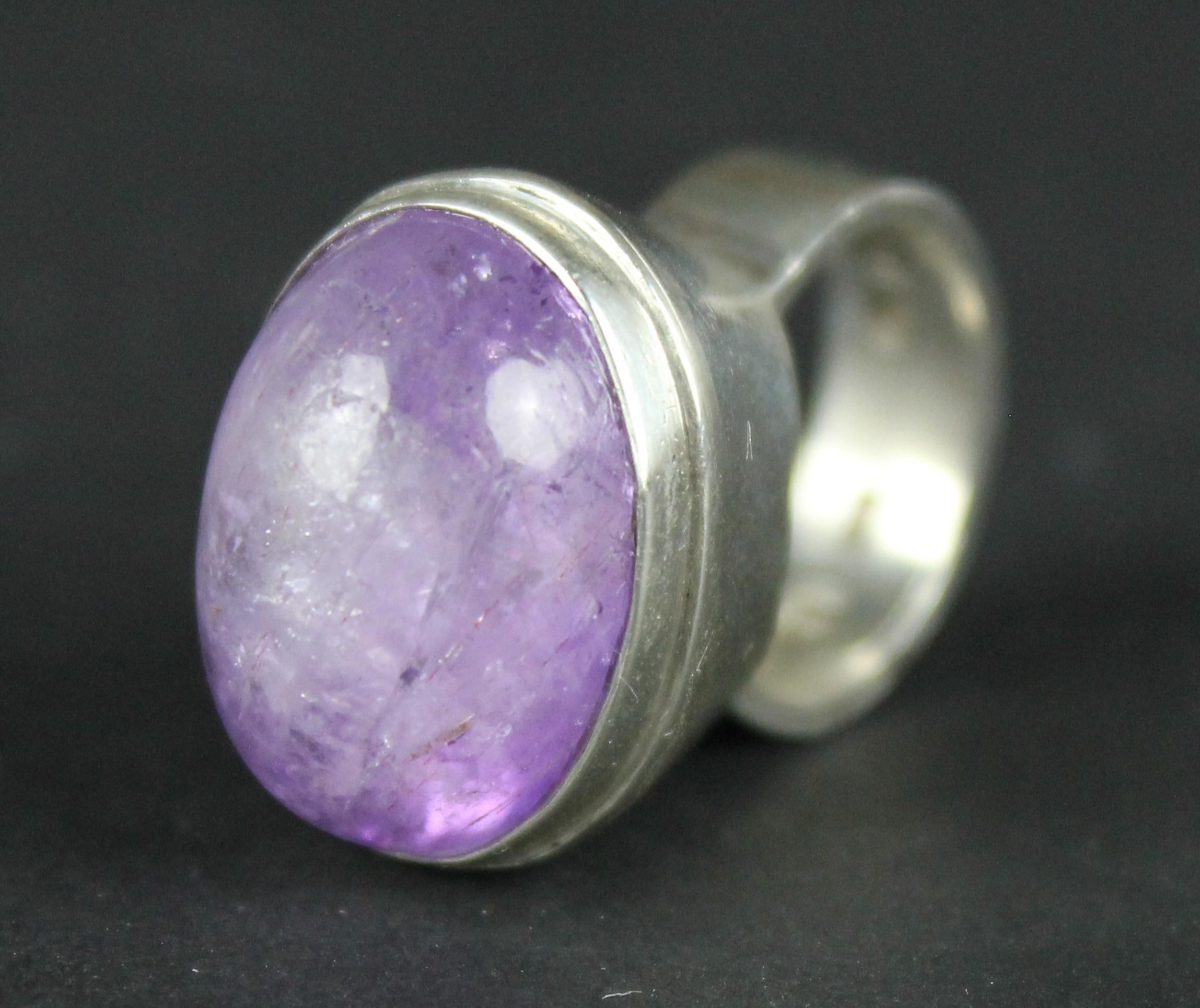 Bengt Liljedahl, Stoccolma, 1956, Anello modernista svedese in argento e ametista in vendita 2
