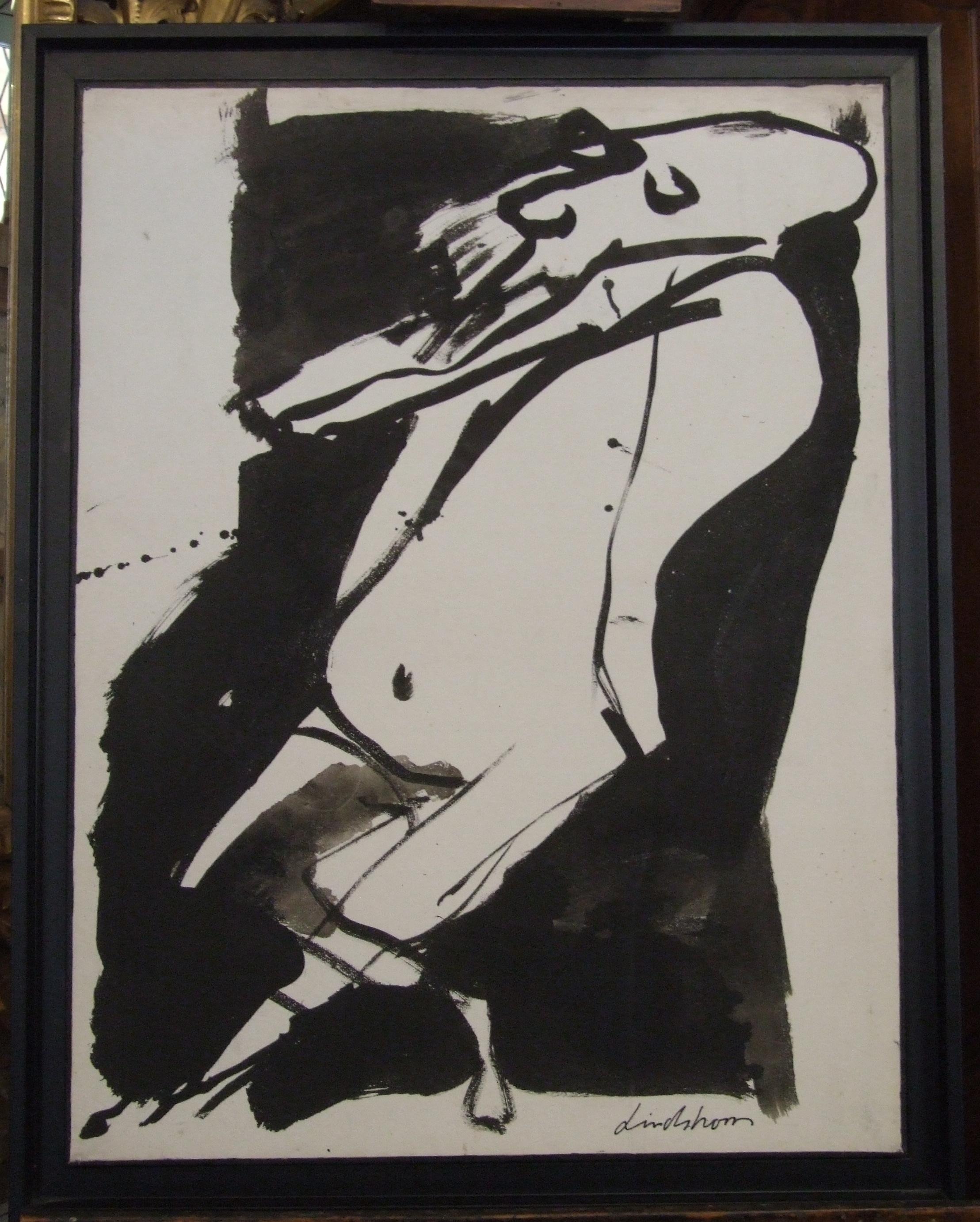 Bengt Lindström Abstract Painting - Polka, 1965 - gouache, 63x48 cm., framed