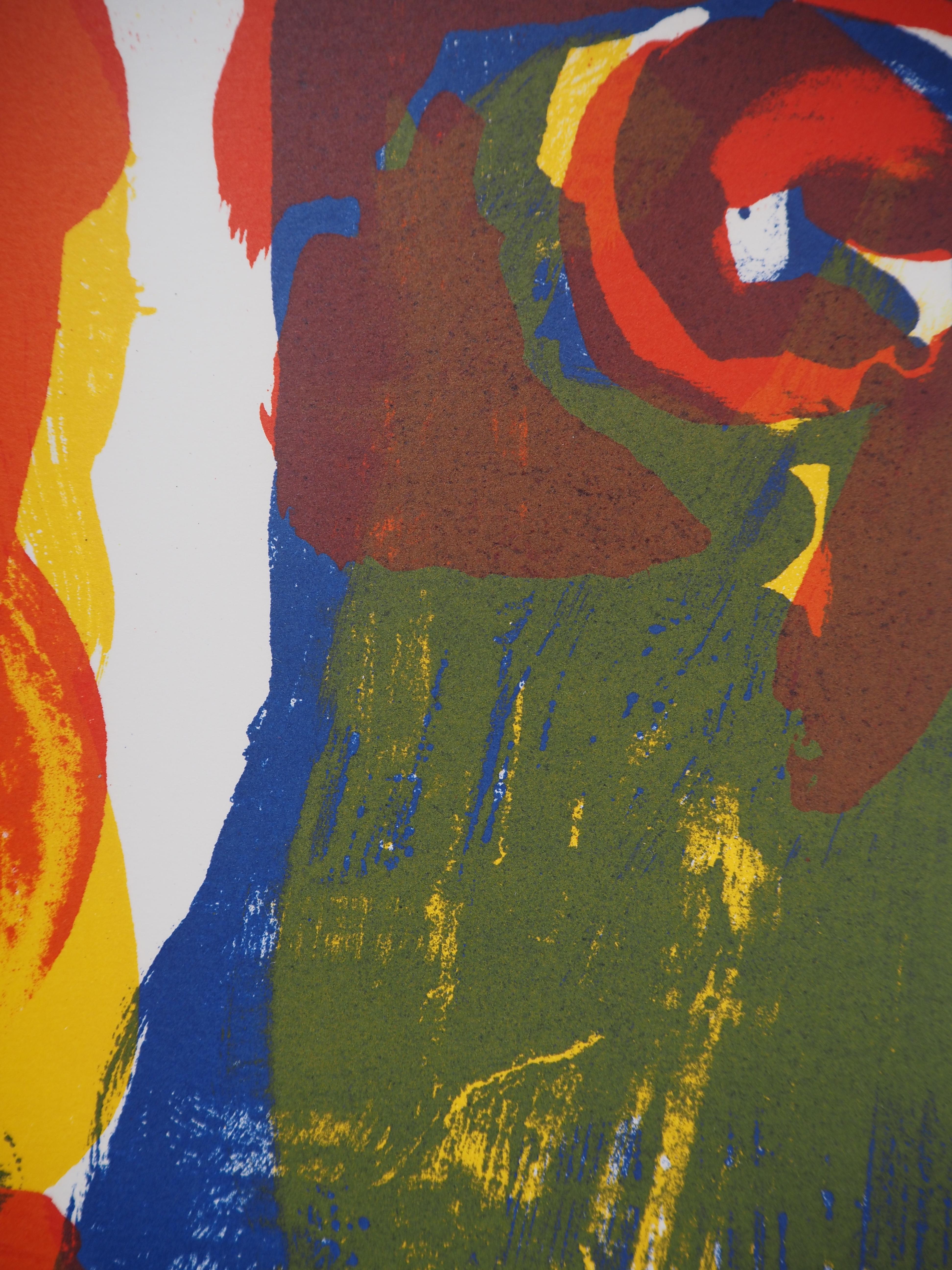 Volto dell'antenato - Litografia originale - Print Espressionista di Bengt Lindström