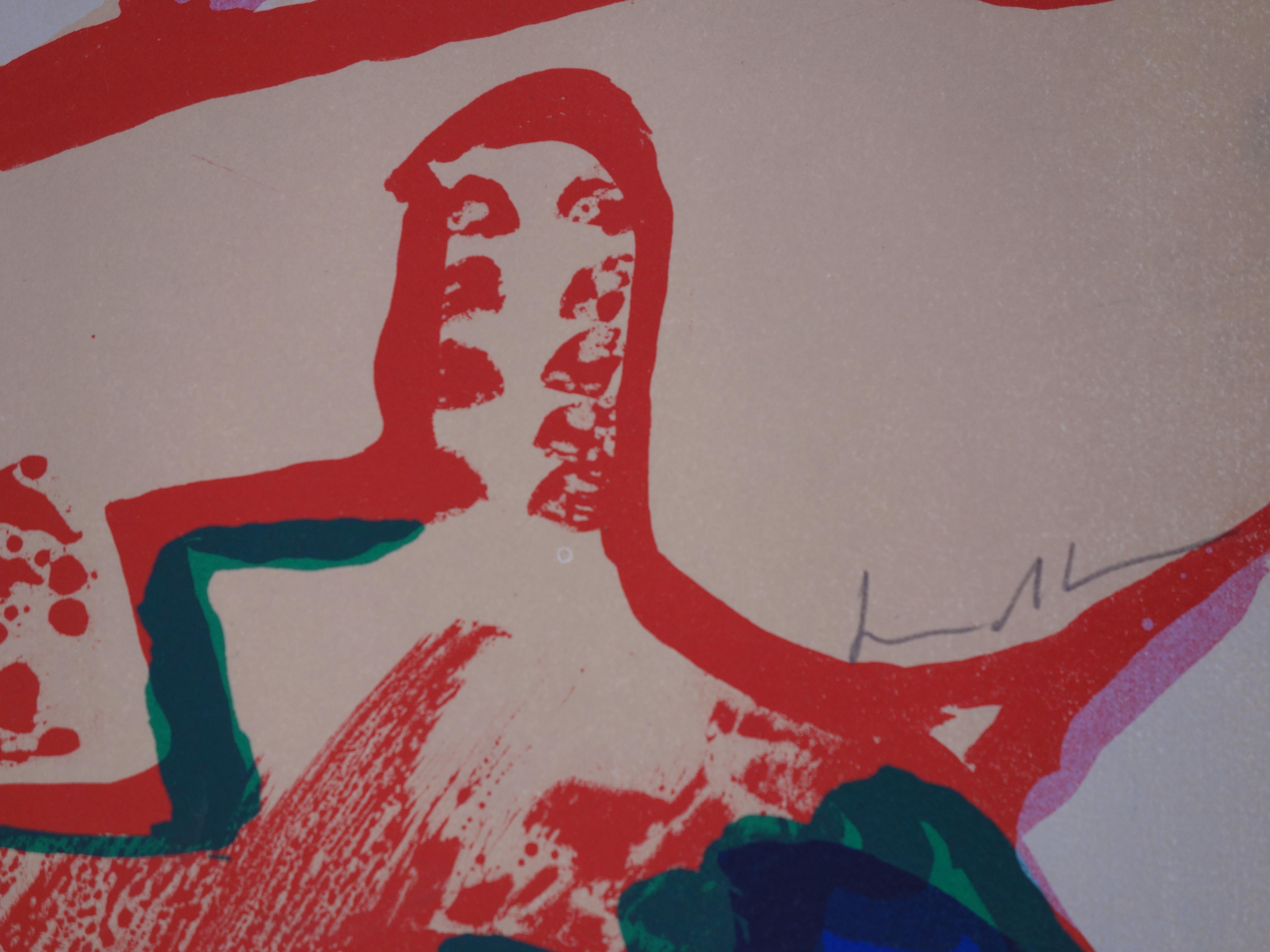 Couple with a Dog - Original handsignierte Lithographie - 100 ex – Print von Bengt Lindström