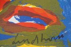 Expresionista Cara Azul - Litografía original