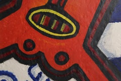 Handständer, farbenfrohe moderne Radierung von Bengt Lindstrom