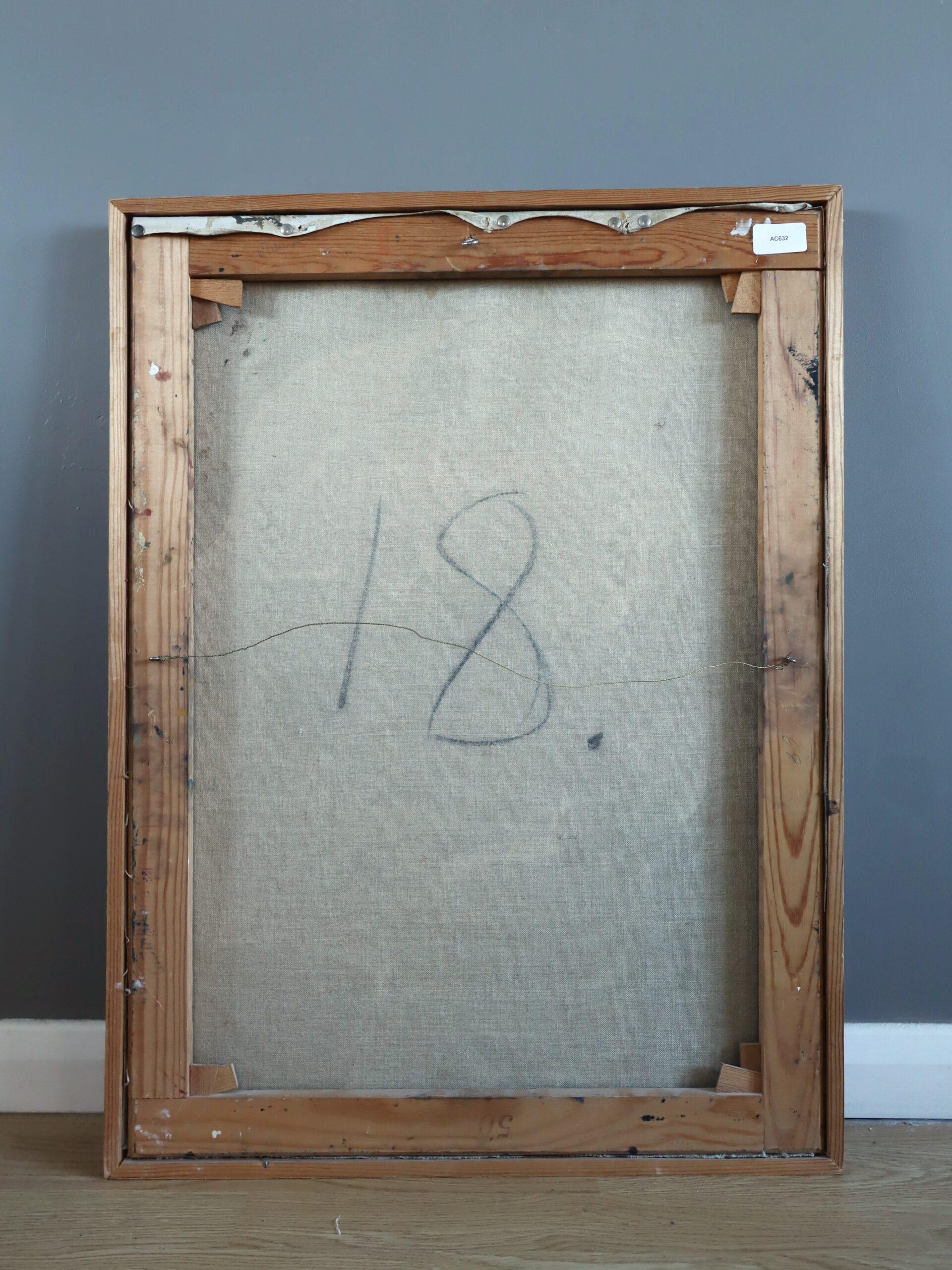 Pittura ad olio figurativa semi-astratta moderna del Mid Century - La musa che riposa 7