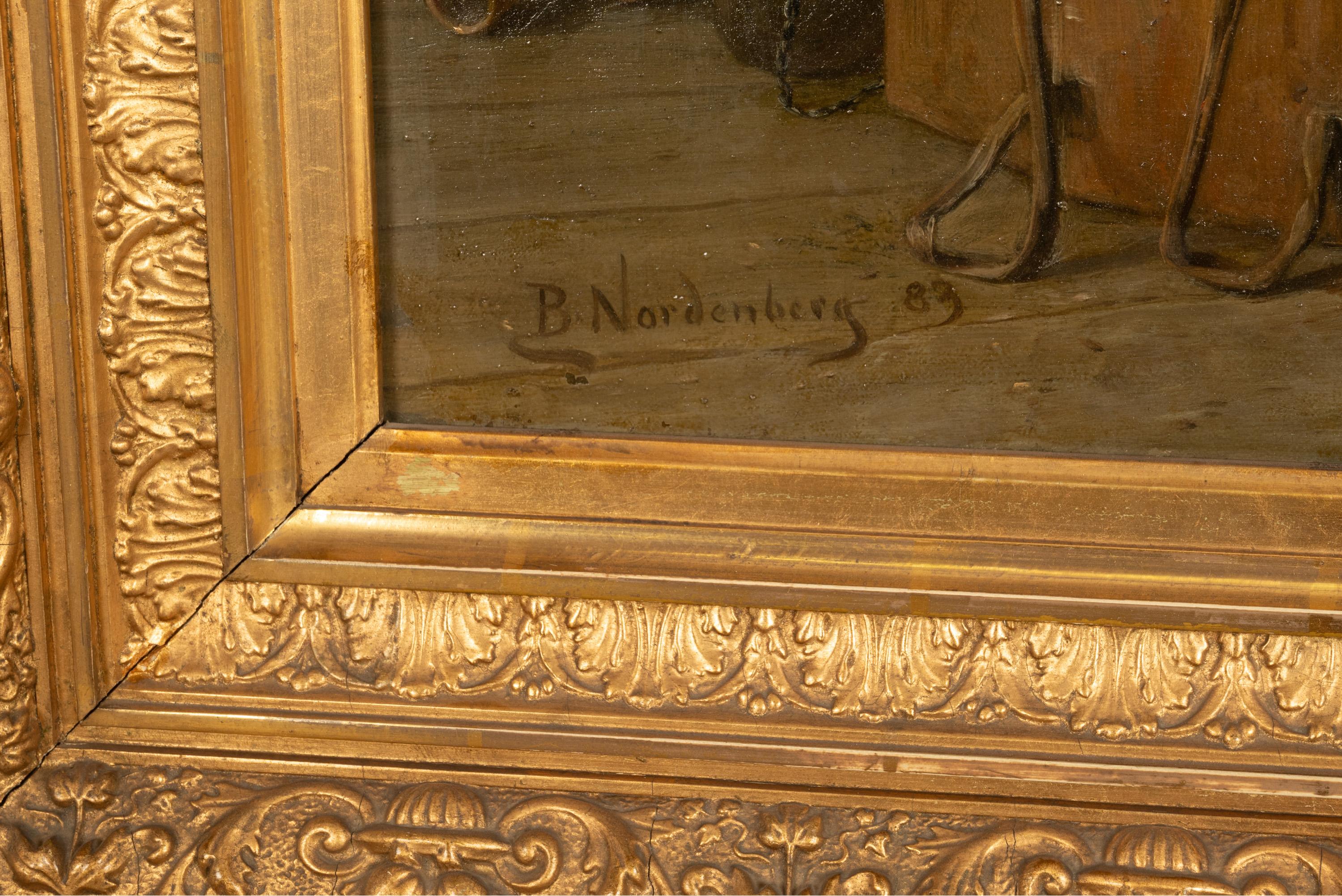 Antique Swedish Oil Canvas Painting Romantic Interior Family Scene Monkey 1883 For Sale 10