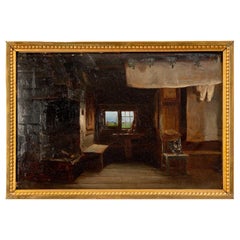 Bengt Nordenberg, 19th century Study of an Interior, oil on cardboard.