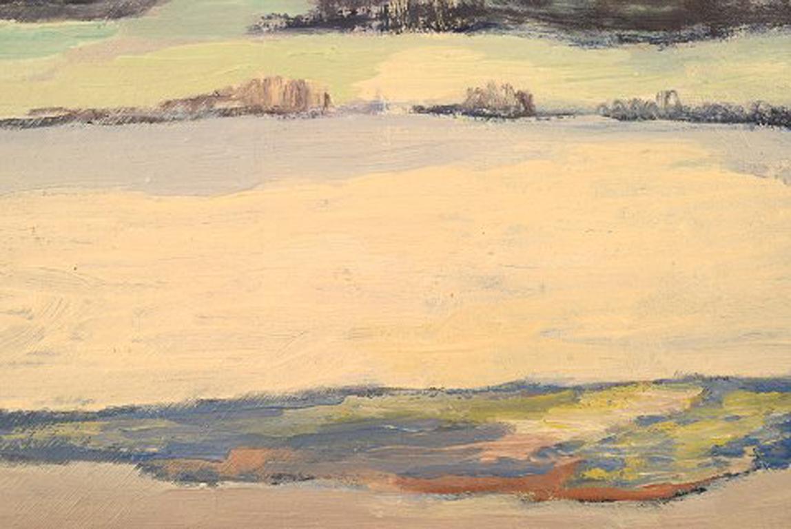 Mid-20th Century Bengt Orup Swedish Artist, Oil on Canvas, Snowy Winter Landscape