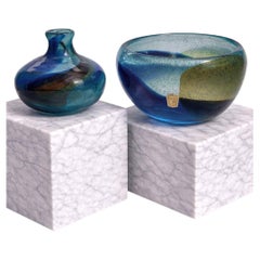 Vaso e ciotola in vetro artistico "Abstracta" di Bengt Orup per Johansfors, Svezia, anni '60, Si