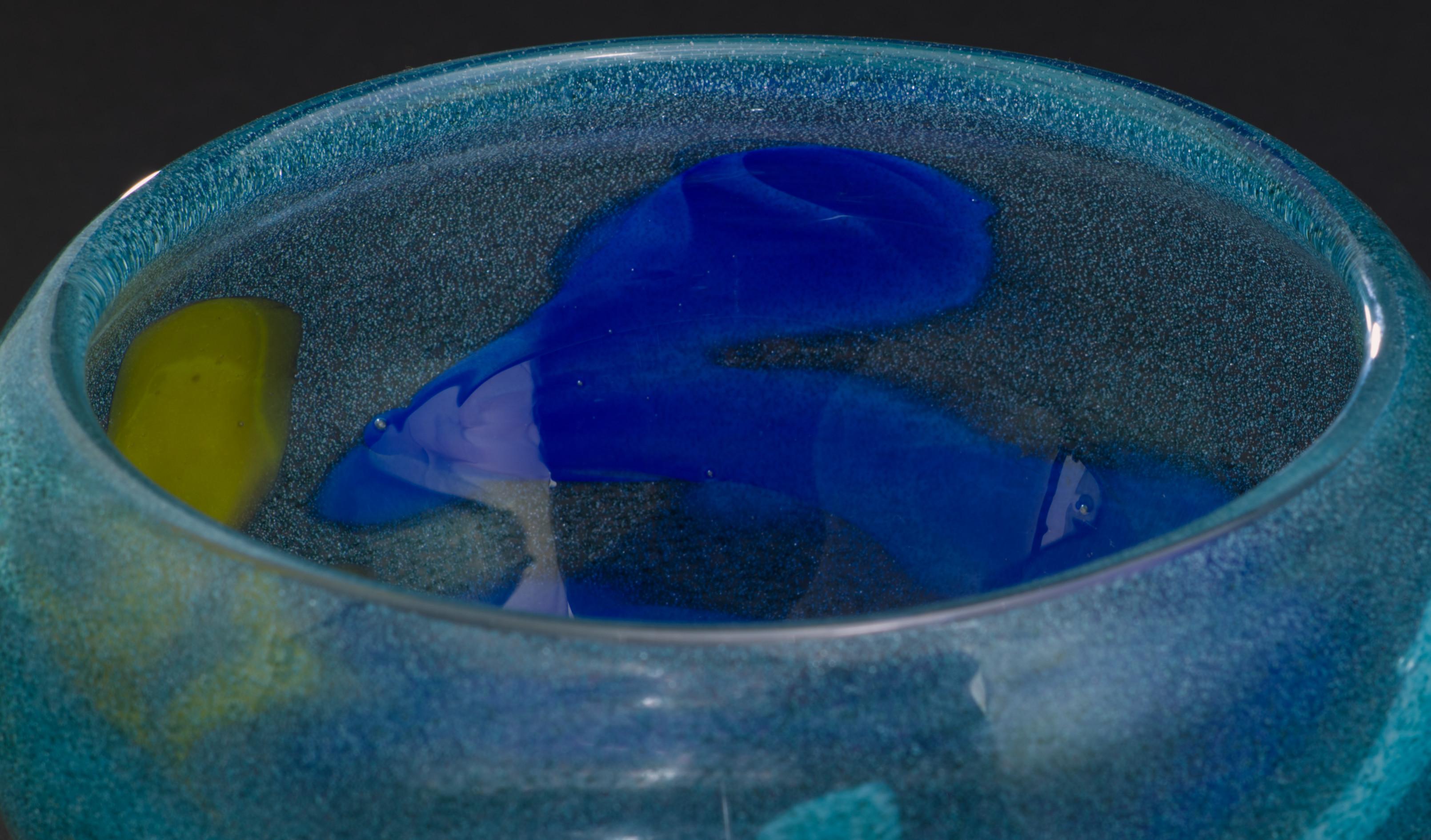 Bengt Orup for Johansfors Sweden Modernist Blue Art Glass Vase For Sale 9