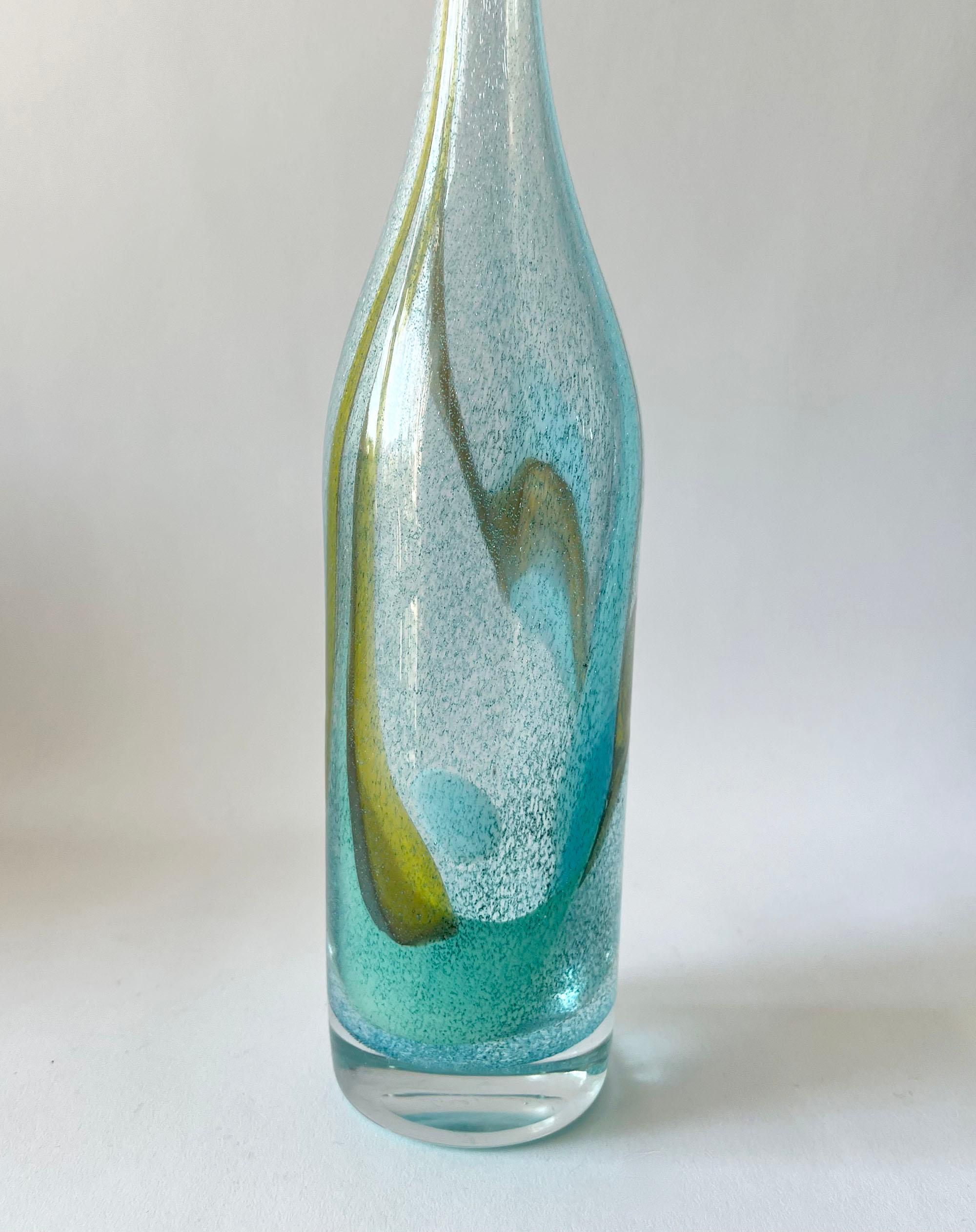Mid-Century Modern Bengt Orup for Johansfors Swedish Modernist Blown Glass Bottle Vase For Sale