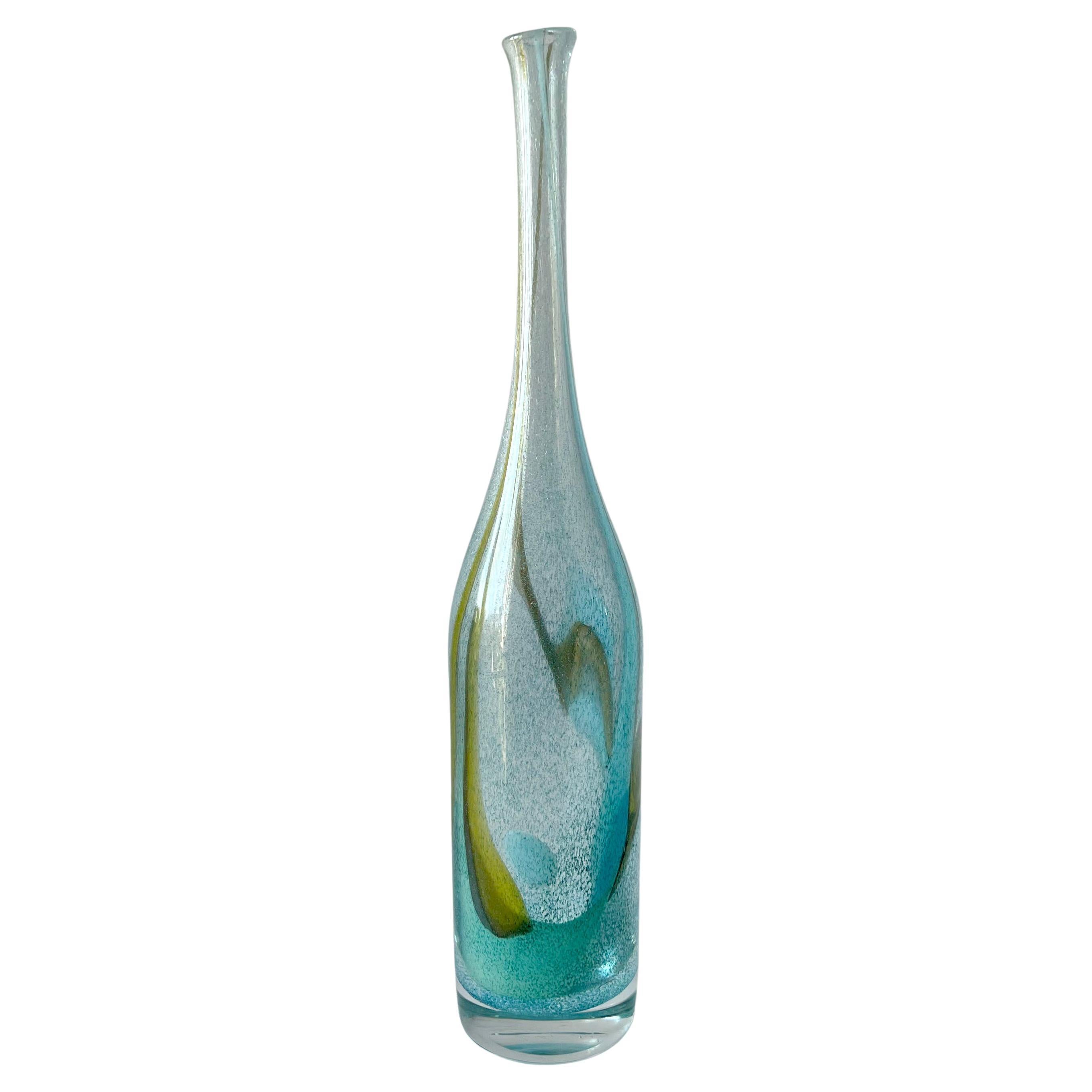 Bengt Orup for Johansfors Swedish Modernist Blown Glass Bottle Vase