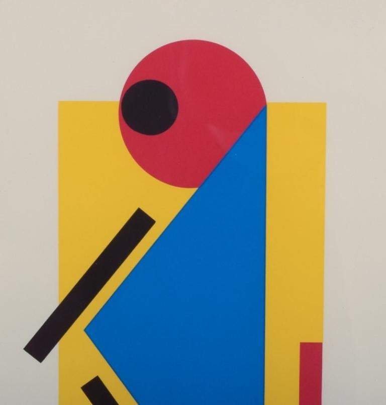 Bengt Orup, listed Swedish artist.  Color lithograph. Geometric composition. In Excellent Condition For Sale In Copenhagen, DK