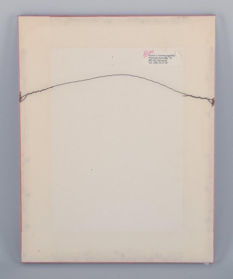 Papier Bengt Orup, artiste suédois classé  Lithographie en couleur. Composition géométrique. en vente
