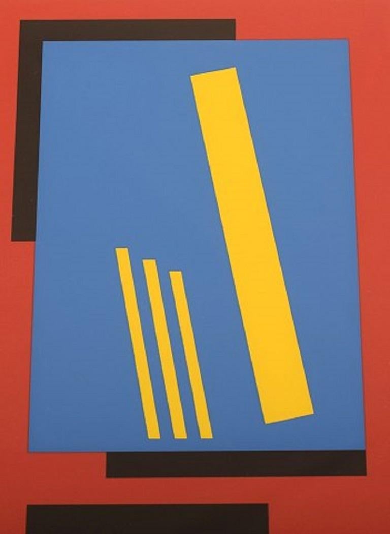 Modern Bengt Orup, Sweden, Original Color Lithography, Abstract Geometric Composition