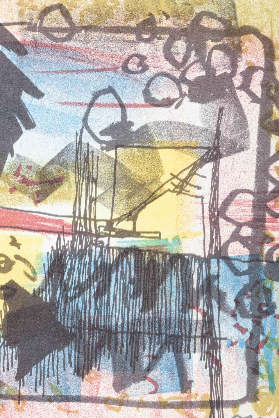 Bengt Orup, schwedischer Künstler. Abstrakte Zusammensetzung. Farblithographie. Mitte des 20. Jahrhunderts (Moderne) im Angebot