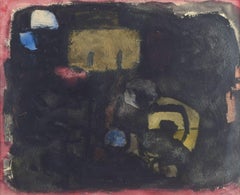 Bengt Orup. Watercolour on paper. Abstract composition in dark tones.