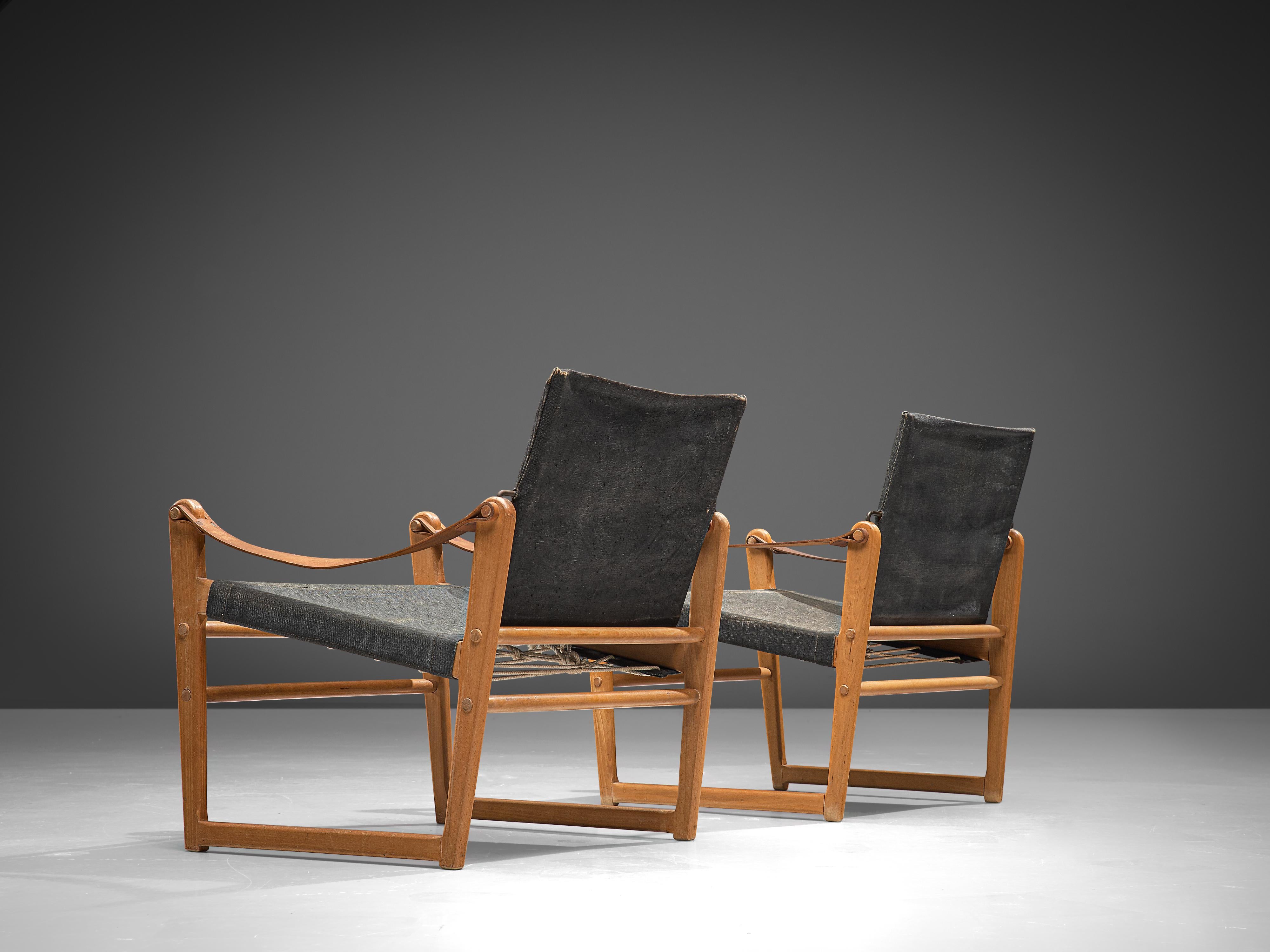 Mid-20th Century Bengt Ruda 'Cikada' Safari Chairs in Canvas, Leather and Beech