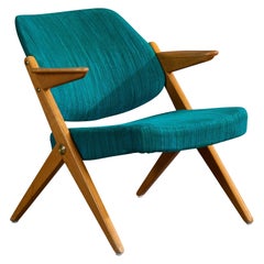 Bengt Ruda, fauteuil, hêtre, tissu, laiton, Suède, années 1950