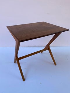 Bengt Ruda Swedish Teak and Oak  Scissor Side Table