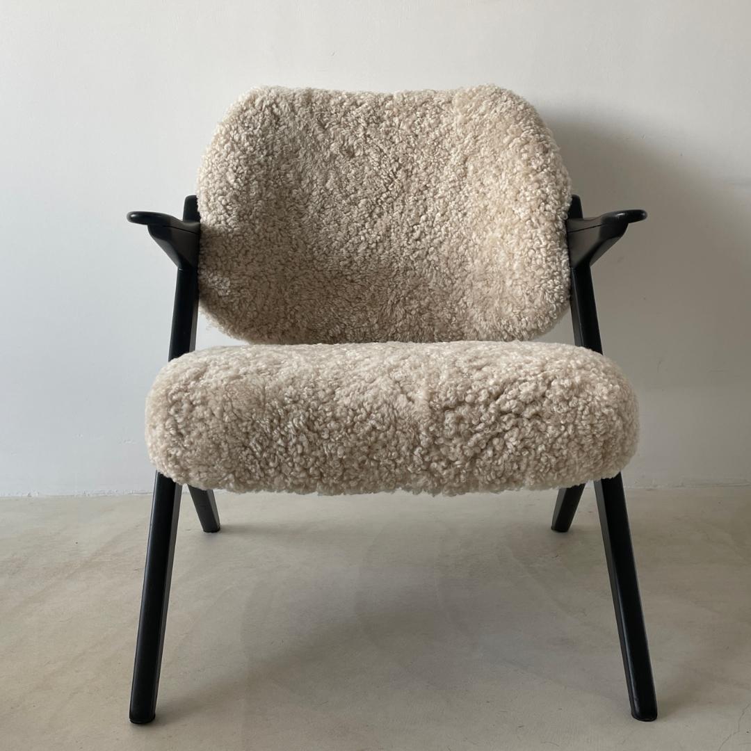 Bengt Ruda Triva Lounge Chair in Sheepskin, Sweden, 1950s For Sale 3