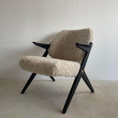 Bengt Ruda Triva Lounge Chair in Sheepskin, Sweden, 1950s