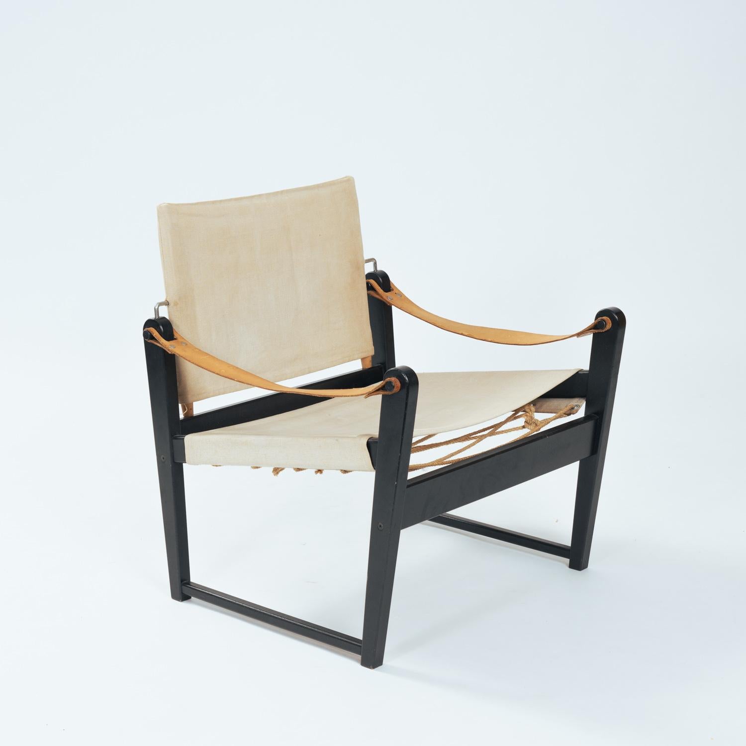 Swedish vintage safari chairs in canvas, Bengt Ruda Cikada armchairs by IKEA, 1960s