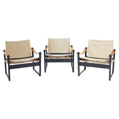 vintage safari chairs in canvas, Bengt Ruda Cikada armchairs by IKEA, 1960s