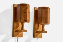 Bengt Slöjdare, Wall Lights, Pine, Sweden, 1989