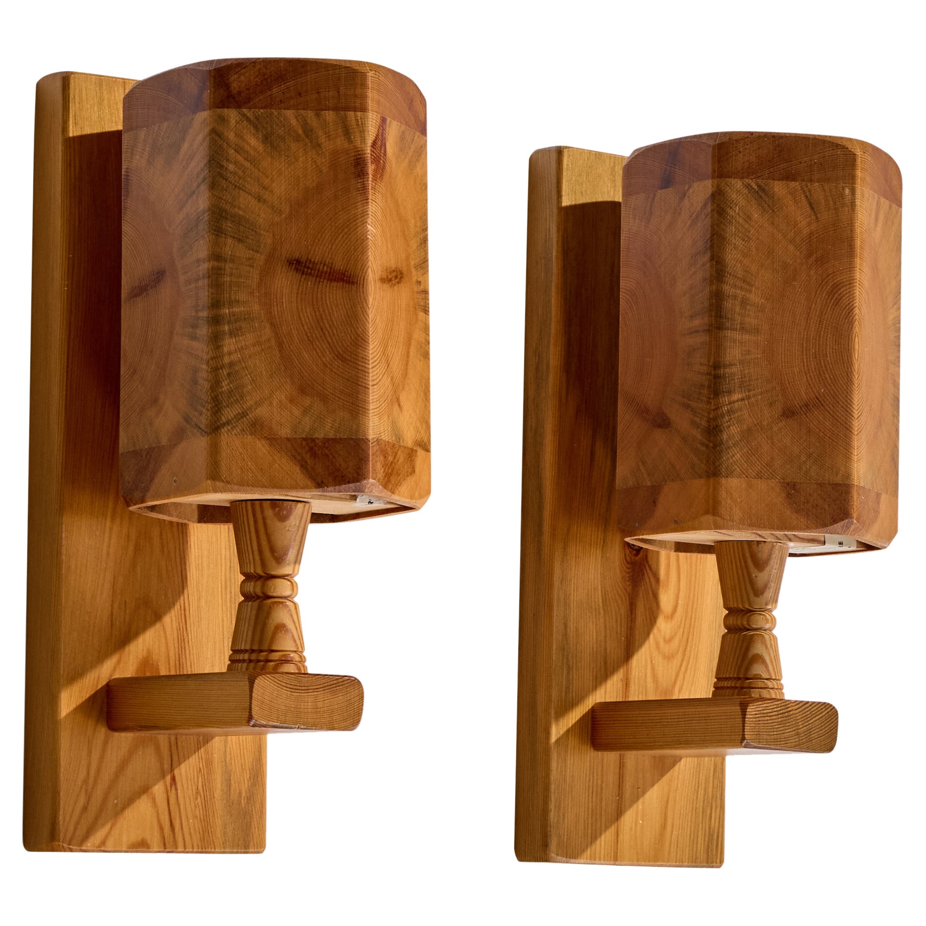 Bengt Slöjdare, Wall Lights, Pine, Sweden, 1989