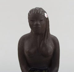 Bengt Wall, Sweden, Balinese Girl in Raw and Glazed Ceramics, 1950s
